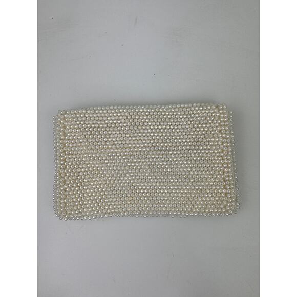 VINTAGE Bags By Susan White Handbag Pearl Beaded Wedding Party Clutch Wallet - Picture 2 of 4